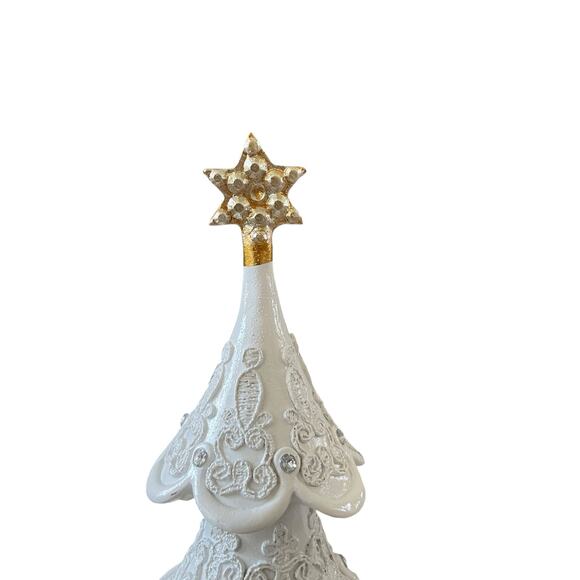 18in Snowy Gingerbread Lace Tree White Christmas Decor by Cupcakes & Cashmere - Picture 14 of 16
